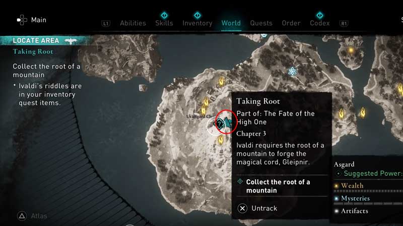 highest peak location in asgard for the taking root quest in ac valhalla