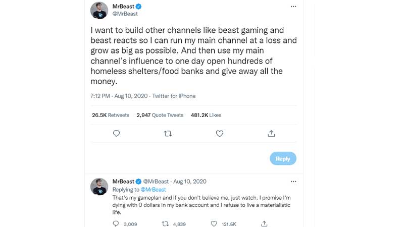 why does mrbeast give away so much money